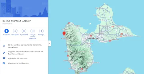 Carte Google Maps montrant l’emplacement de JymJym Conciergerie en Guadeloupe, spécialiste de la gestion locative et des services de conciergerie.